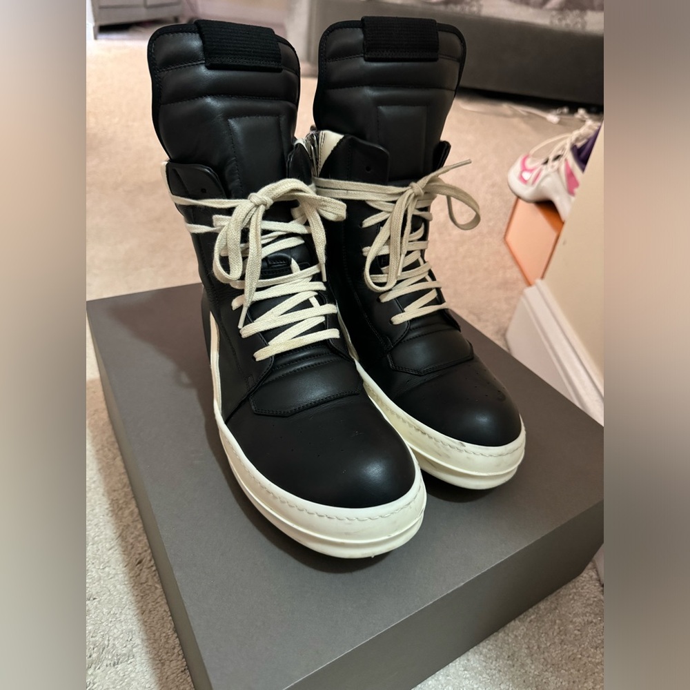 AUTHENTIC RICK OWENS GEO BASKETS LEATHER HIGH TOP SNEAKERS FIT SIZE 10 women